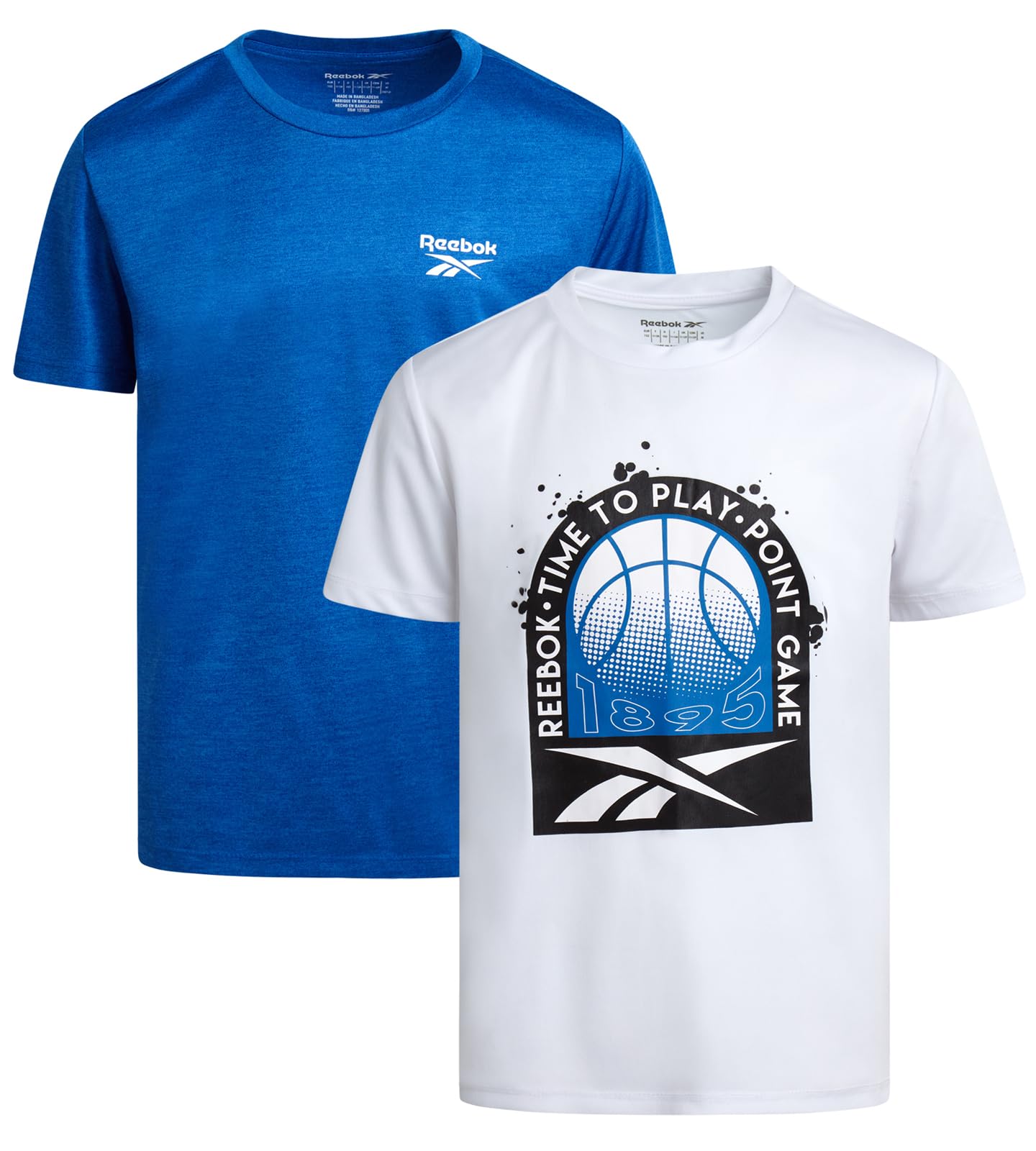 Reebok Boys Shirts - 2 Pack Active Performance Dry Fit T Shirts for Boys - Athletic Training Tops for Kids (8-20)